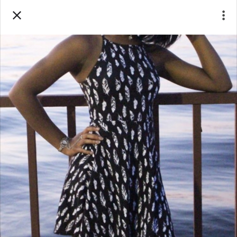 HM halter dress, S, black feather